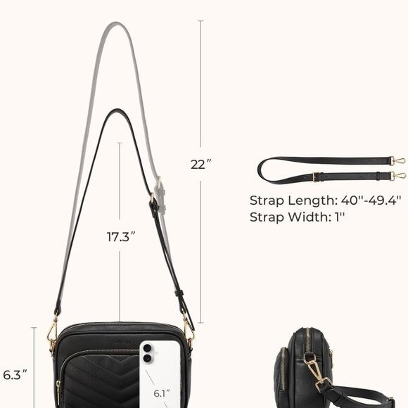 Quilted Crossbody Bag Vegan Leather RFID Wallet Small Purse for Women - Picture 6 of 6